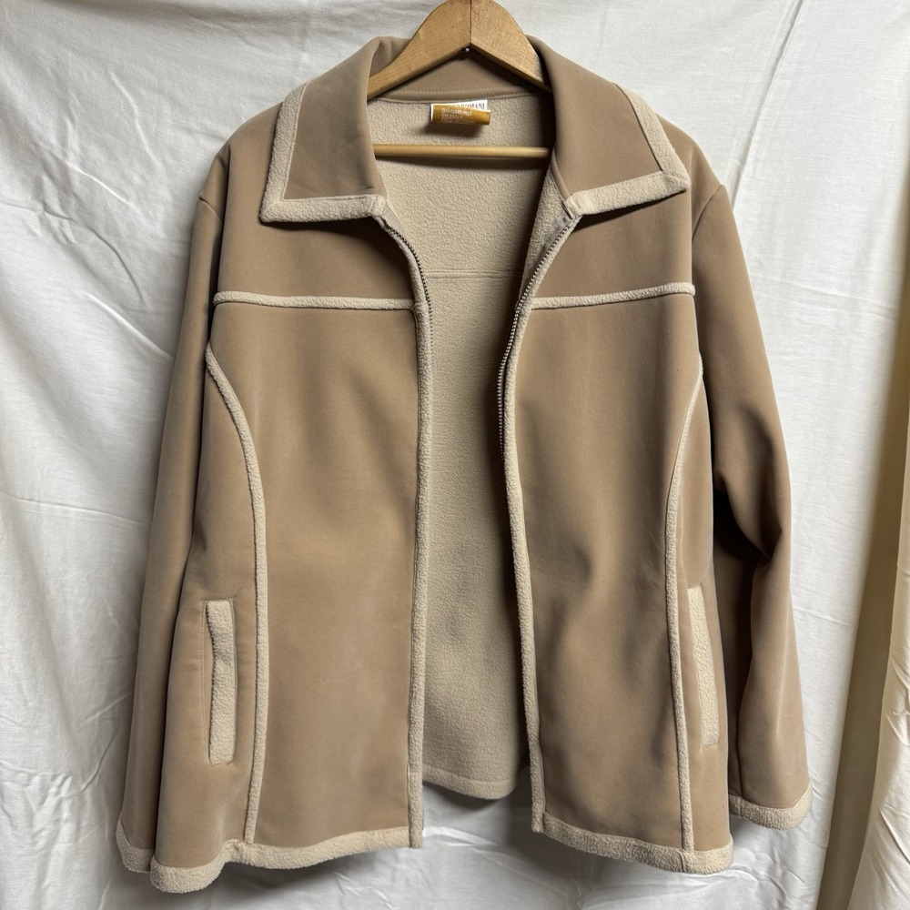 Vintage VITORIO ROMANI ITALY Women's Faux Suede Fleece Jacket Size Large 14-16
